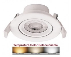Foco Downlight LED Orientable Redondo Blanco Ø90mm 7w CCT Seleccionable